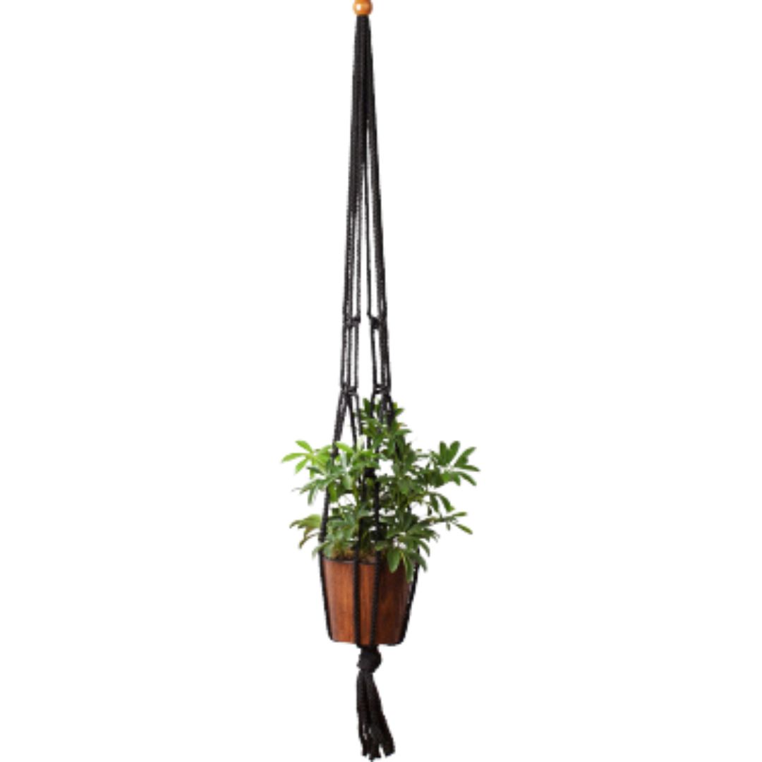 Macrame Plant Hanger – Black – 36″